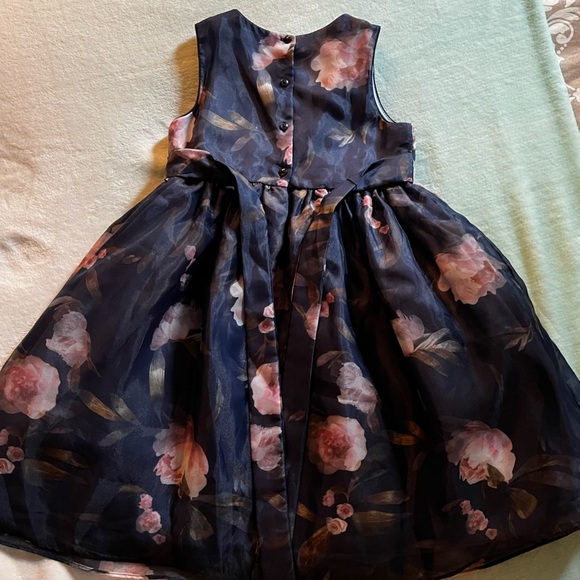 Laura Ashley gorgeous navy blue dress with flower blooms sz 6x. Exquisite!! - Picture 6 of 11